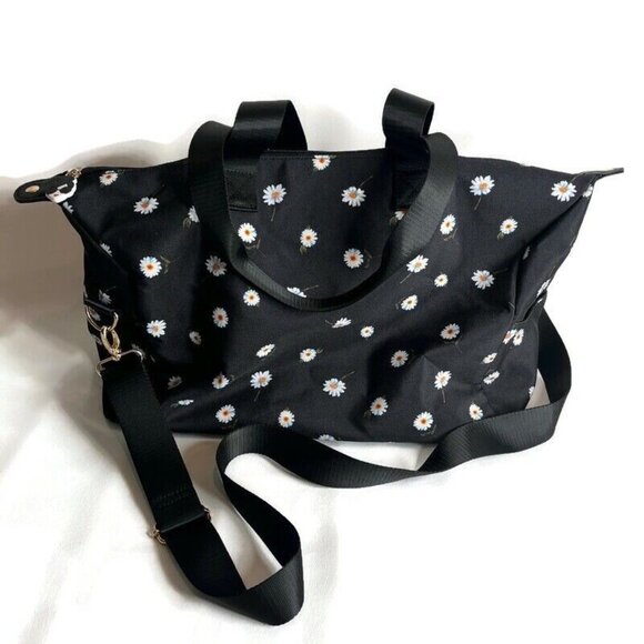 Alice + Olivia Handbags - Alice + Olivia By Stacey Bendet Black Tote Bag Daisy Flowers 3 Straps Top Zip